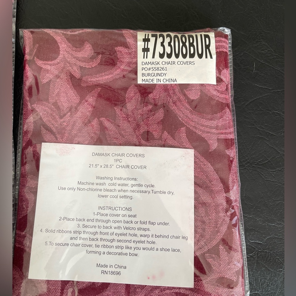 Brand New Damask Chair Covers - Set Of 4 Burgundy